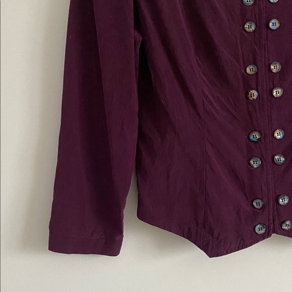 Vintage Structured Silk Blouse Plum Size S - Picture 5 of 7
